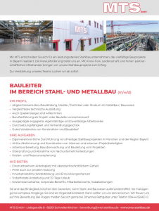 Bauleiter im Bereich Stahl- und Metallbau