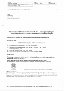 Nachweis zur Steuerschuldnerschaft Nachweis zur Steuerschuldnerschaft