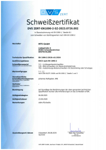 Stahlschweißen gemäß DIN EN 1090-2 EXC 3 Stahlschweißen gemäß DIN EN 1090-2 EXC 3